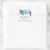 Sticker Carré Aquarelle Baby shower de fleurs d'été bleu (Sac)
