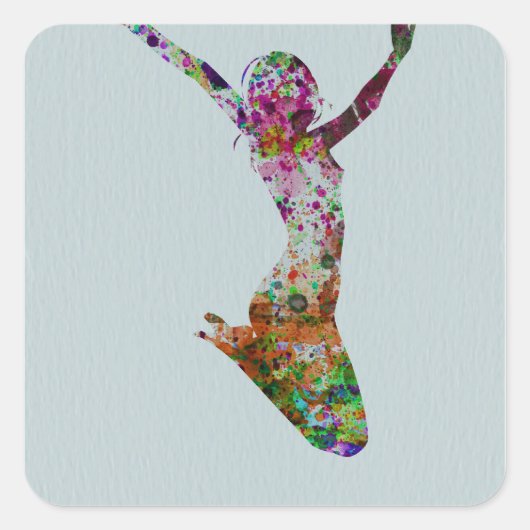 Sticker Carré Aquarelle Ballette (Devant)