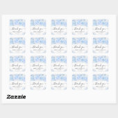 Sticker Carré Aquarelle Bébé bleu Fleurs d'hiver Mariage (Feuille)