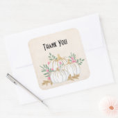 Sticker Carré Aquarelle blanche et Citrouille or (Enveloppe)