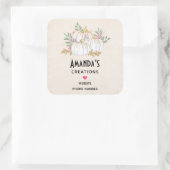 Sticker Carré Aquarelle blanche et Citrouille or (Sac)