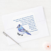 Sticker Carré Aquarelle Bleu Jay Oiseau Saint François Prière (Enveloppe)