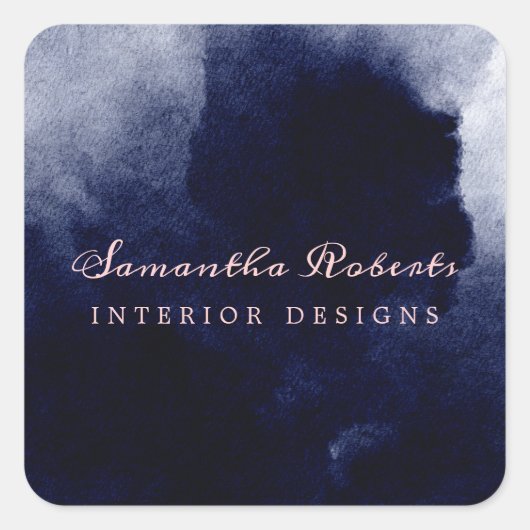 Sticker Carré Aquarelle bleu marine chic rose Abstrait (Devant)