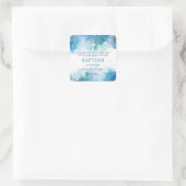 Sticker Carré Aquarelle bleu moderne Boy Baptême Merci (Sac)