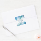 Sticker Carré Aquarelle bleu moderne Boy Baptême Merci (Enveloppe)