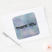 Sticker Carré Aquarelle bleu violet Merci (Enveloppe)