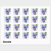 Sticker Carré Aquarelle bleu violet Raisins Fruit Abstrait (Feuille)