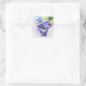 Sticker Carré Aquarelle bleu violet Raisins Fruit Abstrait (Sac)