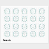 Sticker Carré Aquarelle Blue Bow Garland cadeau de Noël (Feuille)