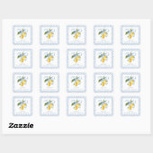 Sticker Carré Aquarelle Blue Bow Lemons Cadeau (Feuille)