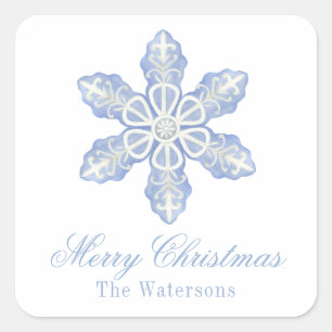 Sticker Carré Aquarelle Blue Designer Snowflon