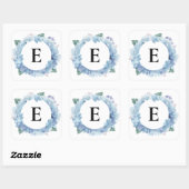 Sticker Carré Aquarelle Blue Hydrangeas Bold Script Monogramme (Feuille)