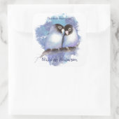 Sticker Carré Aquarelle Blue Lovebirds Inséparables Bookplate ar (Sac)