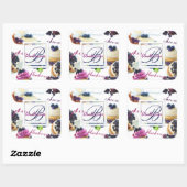 Sticker Carré Aquarelle Blueberries et Sweets Monogramme (Feuille)