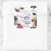 Sticker Carré Aquarelle Blueberries et Sweets Monogramme (Sac)