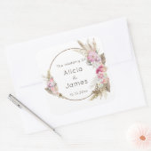 Sticker Carré Aquarelle Boho Fleurs et plumes (Enveloppe)