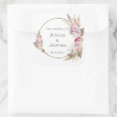 Sticker Carré Aquarelle Boho Fleurs et plumes (Sac)