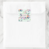 Sticker Carré Aquarelle Boho floral, feuille, rayures peinture m (Sac)