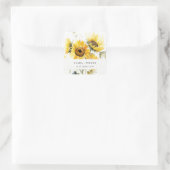 Sticker Carré Aquarelle Boho minimale Tournesol Mariage rustique (Sac)