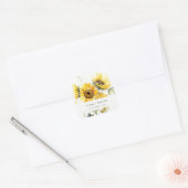 Sticker Carré Aquarelle Boho minimale Tournesol Mariage rustique (Enveloppe)
