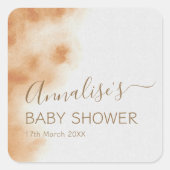 Sticker Carré Aquarelle Boho moderne Tie Dye Baby shower Beige (Devant)
