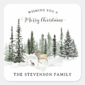 Sticker Carré Aquarelle Bois Joyeux Noël (Devant)