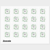 Sticker Carré Aquarelle bois verdure mariage monogramme (Feuille)
