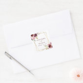 Sticker Carré Aquarelle Bourgogne Mariage floral géométrique (Enveloppe)