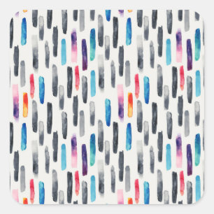 Sticker Carré Aquarelle brosse, coloré et transparent