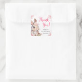 Sticker Carré Aquarelle Cerise Fleurs Rabbit Anniversaire (Sac)