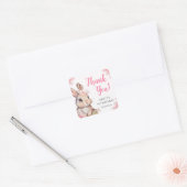 Sticker Carré Aquarelle Cerise Fleurs Rabbit Anniversaire (Enveloppe)