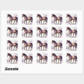 Sticker Carré Aquarelle Cheval Brown Avec Violet (Feuille)