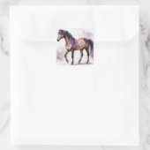 Sticker Carré Aquarelle Cheval Brown Avec Violet (Sac)