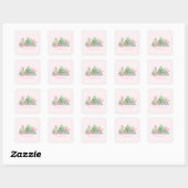 Sticker Carré Aquarelle Chic Succulents (Feuille)