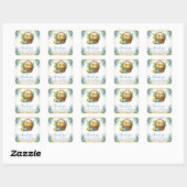Sticker Carré Aquarelle Chicks Fleurs de printemps Anniversaire (Feuille)