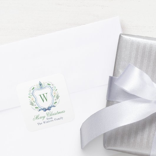 Sticker Carré Aquarelle Chinoiserie Ginger Jar Monogram Crest