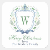 Sticker Carré Aquarelle Chinoiserie Ginger Jar Monogram Crest (Devant)