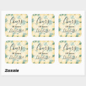 Sticker Carré Aquarelle Citron et verdure Anniversaire (Feuille)