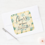 Sticker Carré Aquarelle Citron et verdure Anniversaire (Enveloppe)