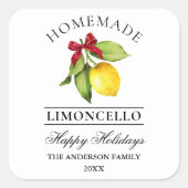 Sticker Carré Aquarelle Citron fait maison vacances Limoncello (Devant)