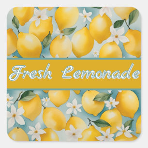 Sticker Carré Aquarelle citron/fruit