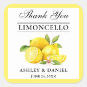 Sticker Carré Aquarelle Citron Mariage Limoncello (Devant)