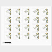 Sticker Carré Aquarelle Citrons Baby shower vert (Feuille)