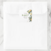 Sticker Carré Aquarelle Citrons Baby shower vert (Sac)