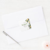 Sticker Carré Aquarelle Citrons Baby shower vert (Enveloppe)