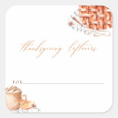 Sticker Carré Aquarelle Citrouille tarte Thanksgiving Leftots (Devant)