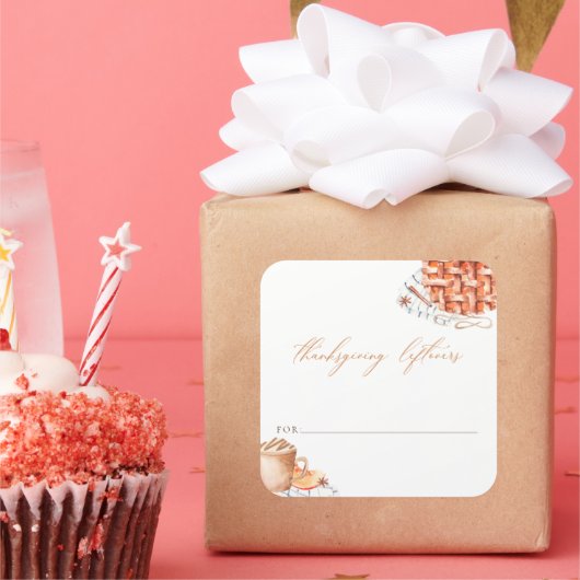 Sticker Carré Aquarelle Citrouille tarte Thanksgiving Leftots (Fête)