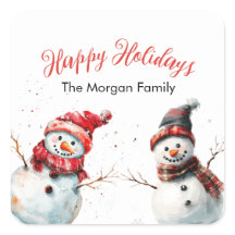 Aquarelle classique et festive Snowman