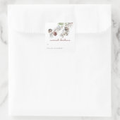 Sticker Carré Aquarelle classique Pine verte de et vers (Sac)