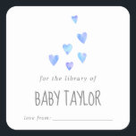 Sticker Carré Aquarelle Coeurs Boy Baby shower Bookplate<br><div class="desc">Ces autocollants de baby shower de coeur d'aquarelle sont parfaits pour un simple cadeau de livre de baby shower. Le design sucré présente de mignons coeurs pastel aquarelle aux teintes bleu foncé,  bleu clair,  bleu clair et turquoise.</div>